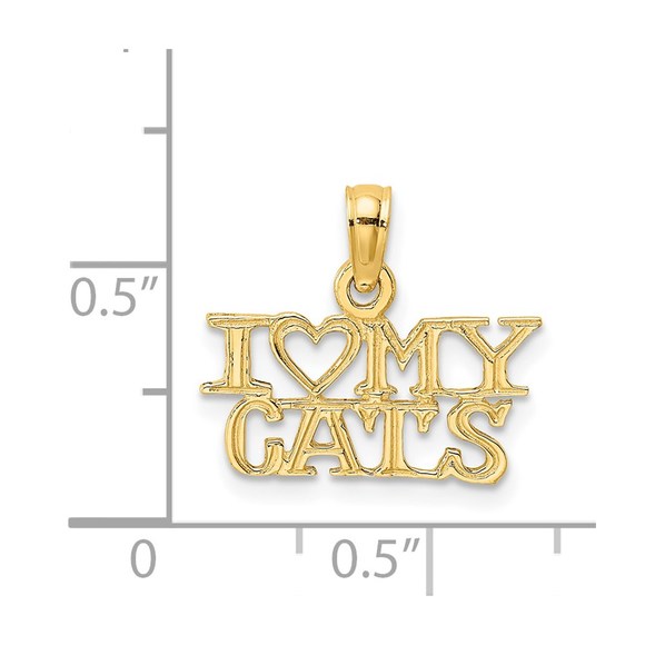 14k Yellow Gold I HEART MY CATS Necklace Charm Pendant - Picture 4 of 4